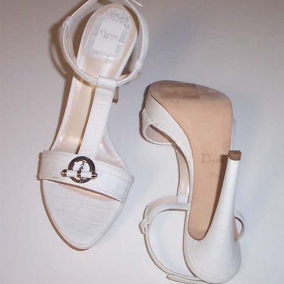 NEW DIOR croc print T-strap platform sandal 37.5 - Picture 5 of 5